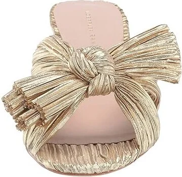 Loeffler Randall Emilia Pleated Knot Mule Women's Shoes Gold Pleated Lame : 5 B - Medium, Textile - Image 6