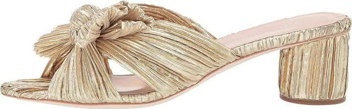 Loeffler Randall Emilia Pleated Knot Mule Women's Shoes Gold Pleated Lame : 5 B - Medium, Textile - Image 7