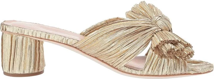 Loeffler Randall Emilia Pleated Knot Mule Women's Shoes Gold Pleated Lame : 5 B - Medium, Textile - Image 8