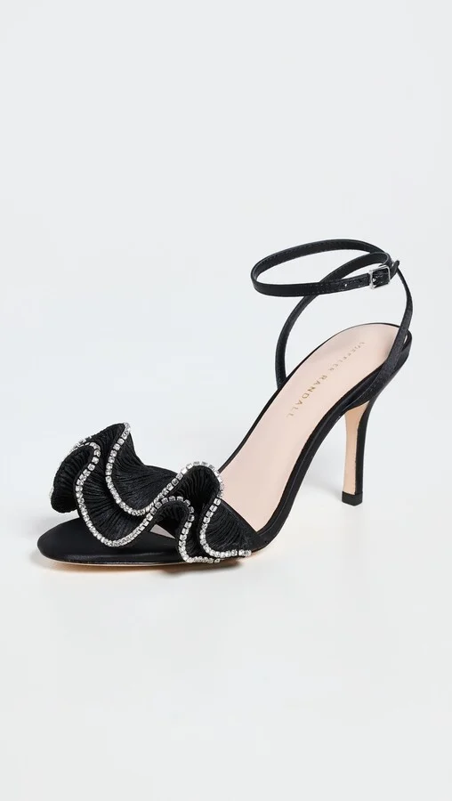Loeffler Randall Estella Pleated Ruffle High Heel Sandals with Ankle Strap - Image 3