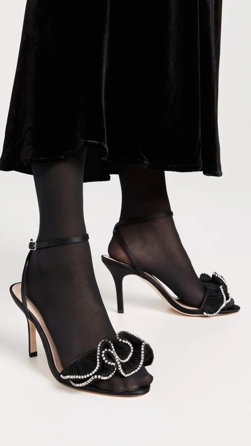 Loeffler Randall Estella Pleated Ruffle High Heel Sandals with Ankle Strap - Image 4