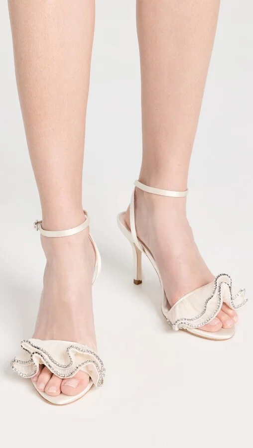 Loeffler Randall Estella Pleated Ruffle High Heel Sandals with Ankle Strap - Image 3