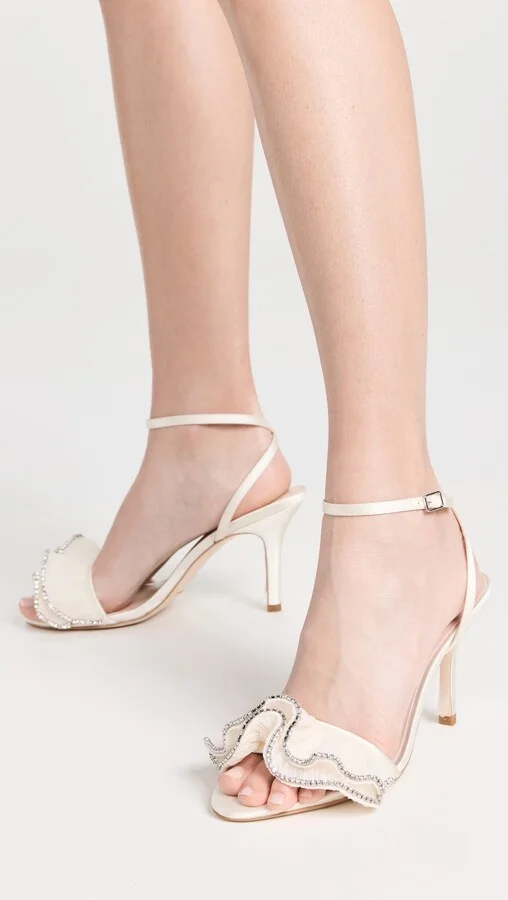Loeffler Randall Estella Pleated Ruffle High Heel Sandals with Ankle Strap - Image 4