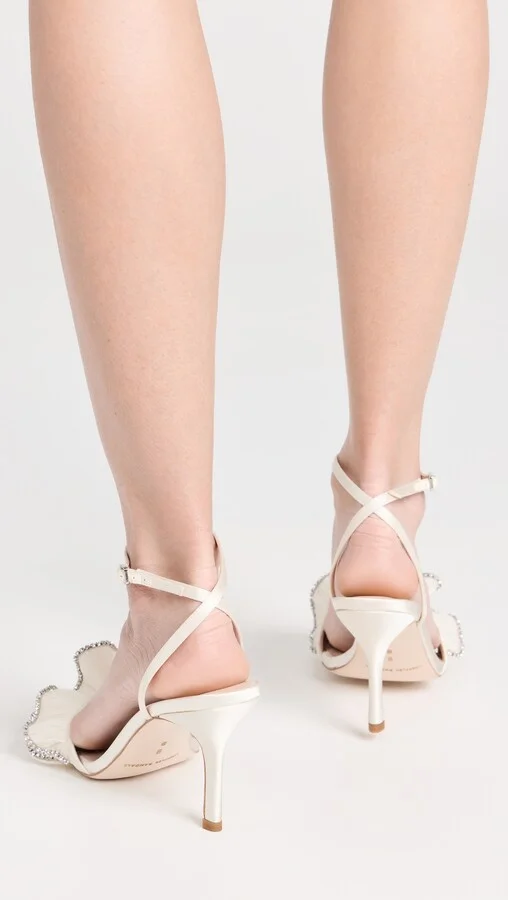 Loeffler Randall Estella Pleated Ruffle High Heel Sandals with Ankle Strap - Image 5