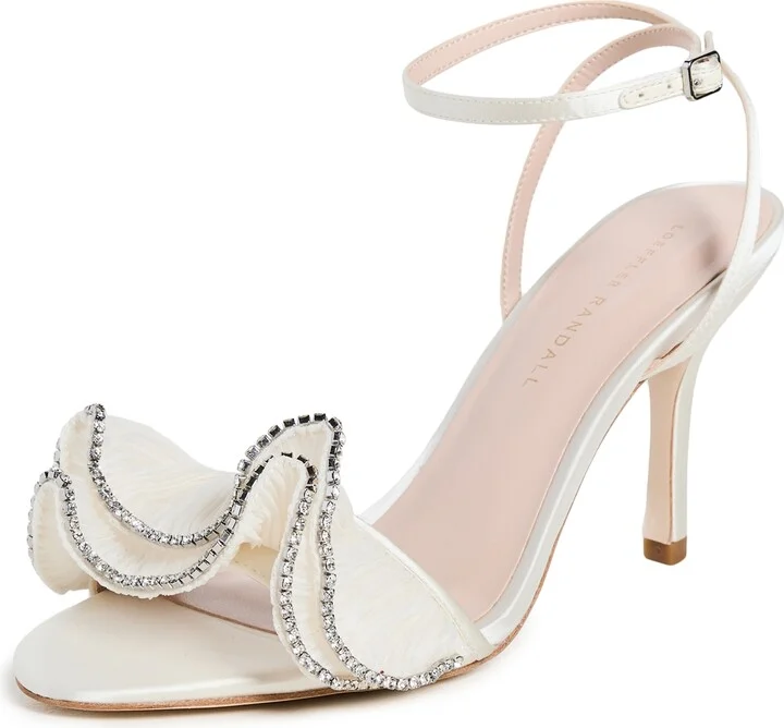 Loeffler Randall Estella Pleated Ruffle High Heel Sandals with Ankle Strap