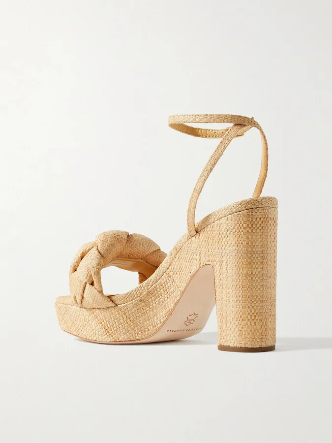 Loeffler Randall - Fae Braided Raffia Platform Sandals - Neutrals - Image 3