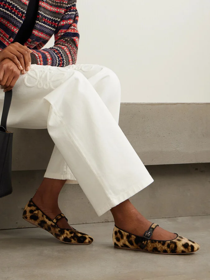 Loeffler Randall - Ginger Leopard-print Velvet Mary Jane Ballet Flats - Animal print - Image 2