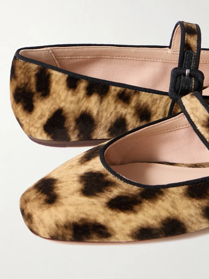 Loeffler Randall - Ginger Leopard-print Velvet Mary Jane Ballet Flats - Animal print - Image 4