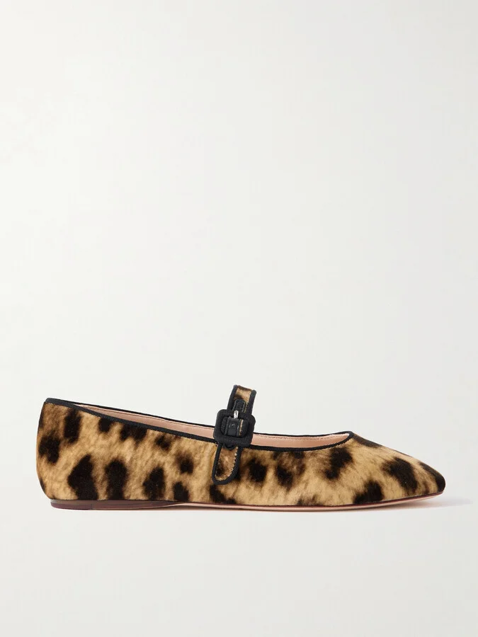 Loeffler Randall - Ginger Leopard-print Velvet Mary Jane Ballet Flats - Animal print