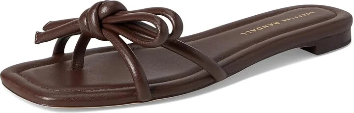 Loeffler Randall Hadley Leather Bow Flat Sandal Women's Shoes Dune : 5.5 B - Medium, Suede - Image 9