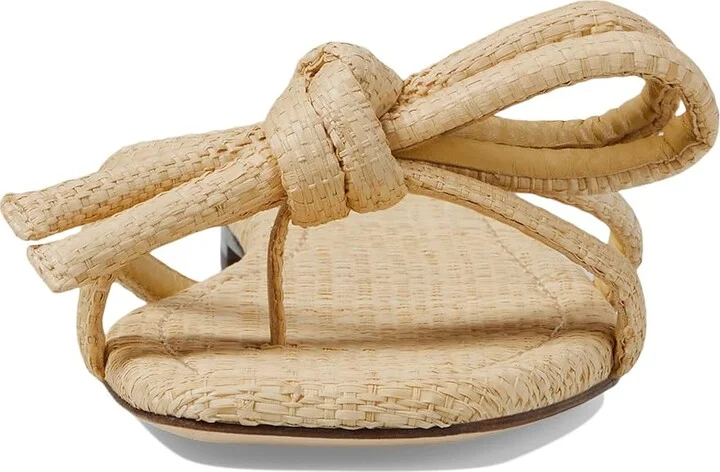 Loeffler Randall Hadley Leather Bow Flat Sandal Women's Shoes Natural : 5 B - Medium, Suede - Image 2