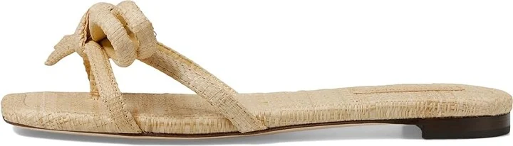 Loeffler Randall Hadley Leather Bow Flat Sandal Women's Shoes Natural : 5 B - Medium, Suede - Image 5