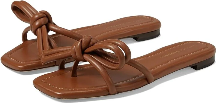 Loeffler Randall Hadley Leather Bow Flat Sandal Women's Shoes Timber : 5 B - Medium, Suede