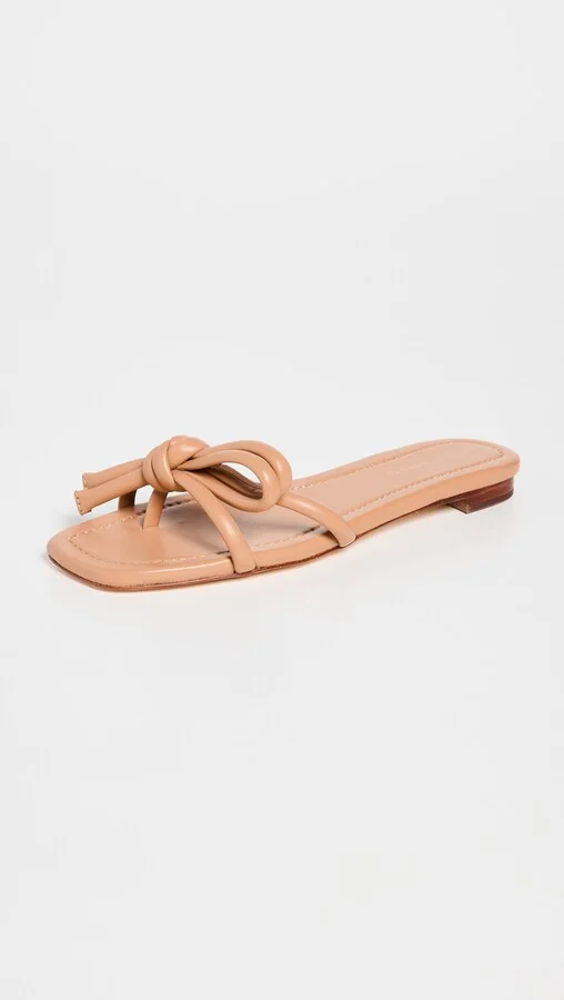 Loeffler Randall Hadley Leather Bow Flat Sandals - Image 2