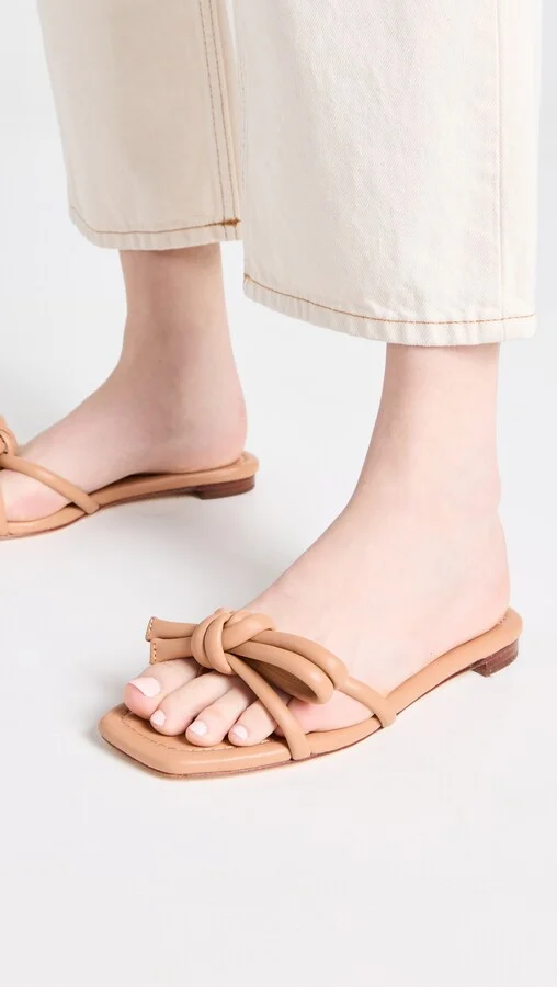 Loeffler Randall Hadley Leather Bow Flat Sandals - Image 5