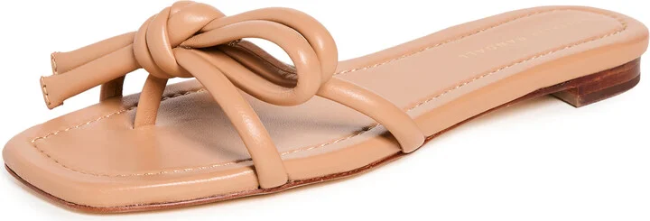 Loeffler Randall Hadley Leather Bow Flat Sandals
