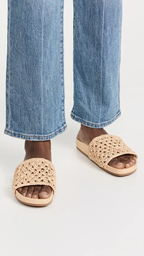 Loeffler Randall Henri Crochet Raffia Band Footbed Sandals - Image 5
