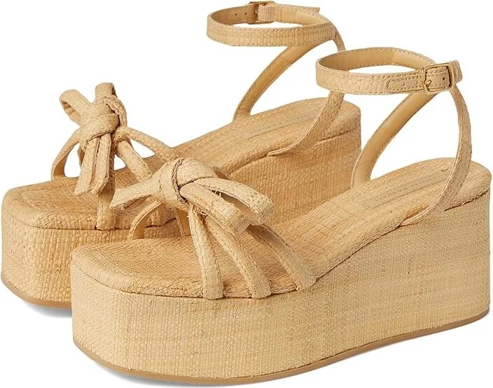 Loeffler Randall Hudson Platorm Bow Sandals Women's Wedge Shoes Natural : 10.5 B - Medium, Synthetic