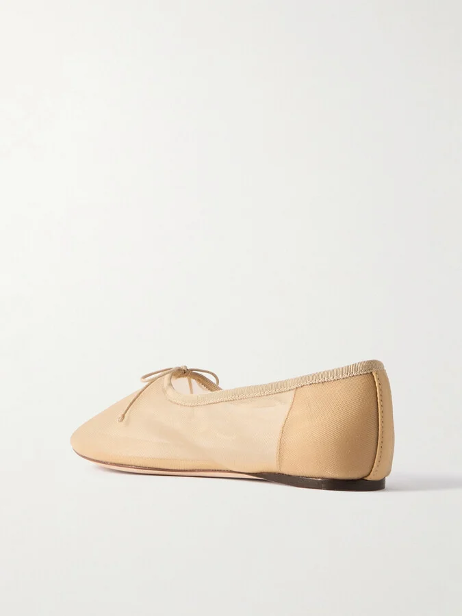 Loeffler Randall - Landon Bow-embellished Mesh Ballet Flats - Neutrals - Image 3