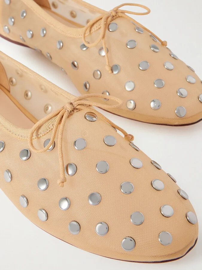 Loeffler Randall - Landon Embellished Mesh Ballet Flats - Neutrals - Image 4