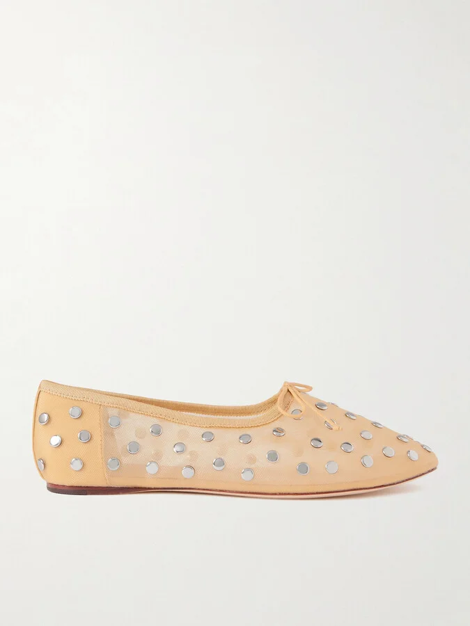Loeffler Randall - Landon Embellished Mesh Ballet Flats - Neutrals