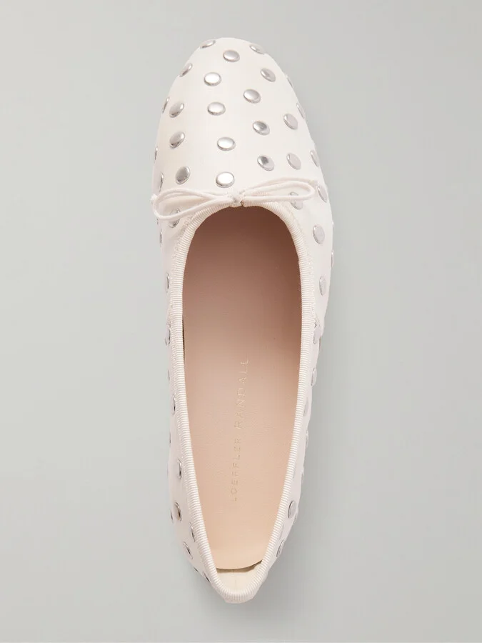 Loeffler Randall - Landon Studded Leather Ballet Flats - Ecru - Image 5
