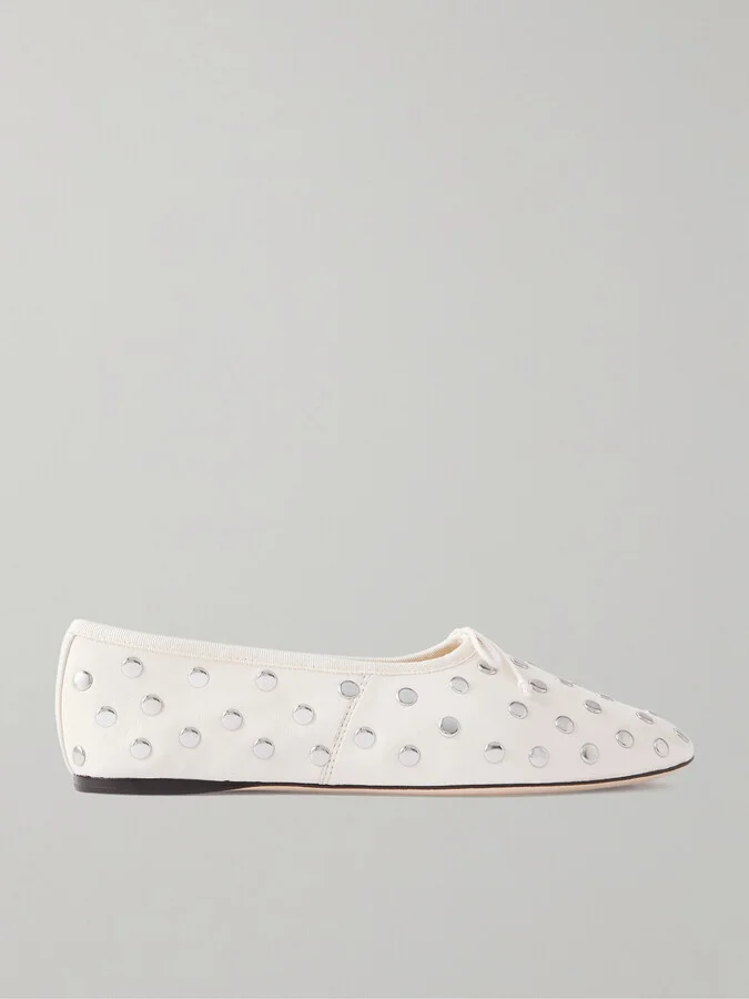 Loeffler Randall - Landon Studded Leather Ballet Flats - Ecru