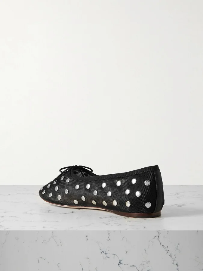 Loeffler Randall - Landon Studded Mesh Ballet Flats - Black - Image 3