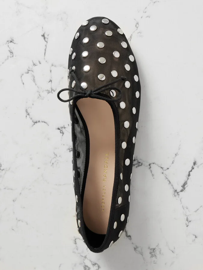 Loeffler Randall - Landon Studded Mesh Ballet Flats - Black - Image 5