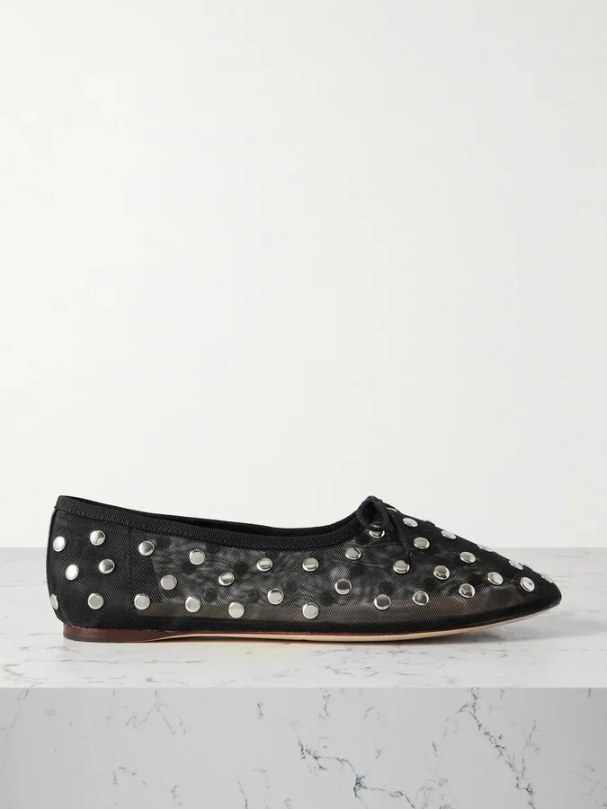 Loeffler Randall - Landon Studded Mesh Ballet Flats - Black