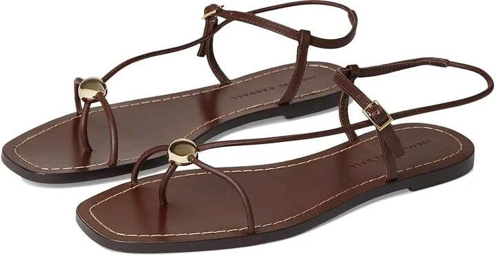 Loeffler Randall Lara Strappy Flat Sandals with Ball Women's Wedge Shoes Espresso : 11.5 B - Medium, Leather