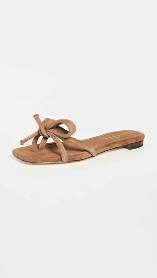 Loeffler Randall Leather Bow Flat Sandals - Image 2