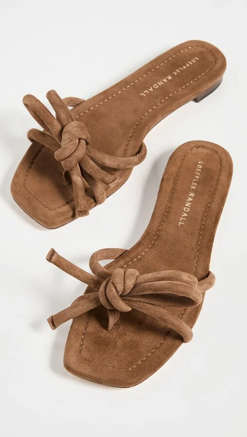 Loeffler Randall Leather Bow Flat Sandals - Image 5