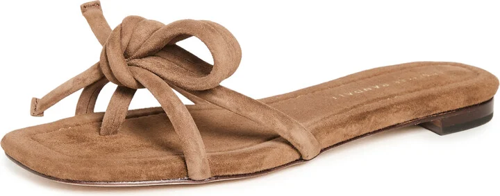 Loeffler Randall Leather Bow Flat Sandals