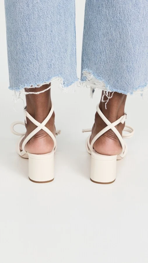 Loeffler Randall Leather Bow Mid-Heel Sandals - Image 4