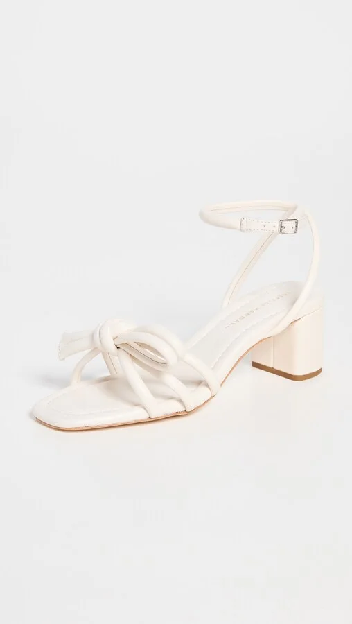 Loeffler Randall Leather Bow Mid-Heel Sandals - Image 5