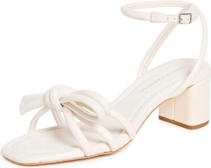 Loeffler Randall Leather Bow Mid-Heel Sandals