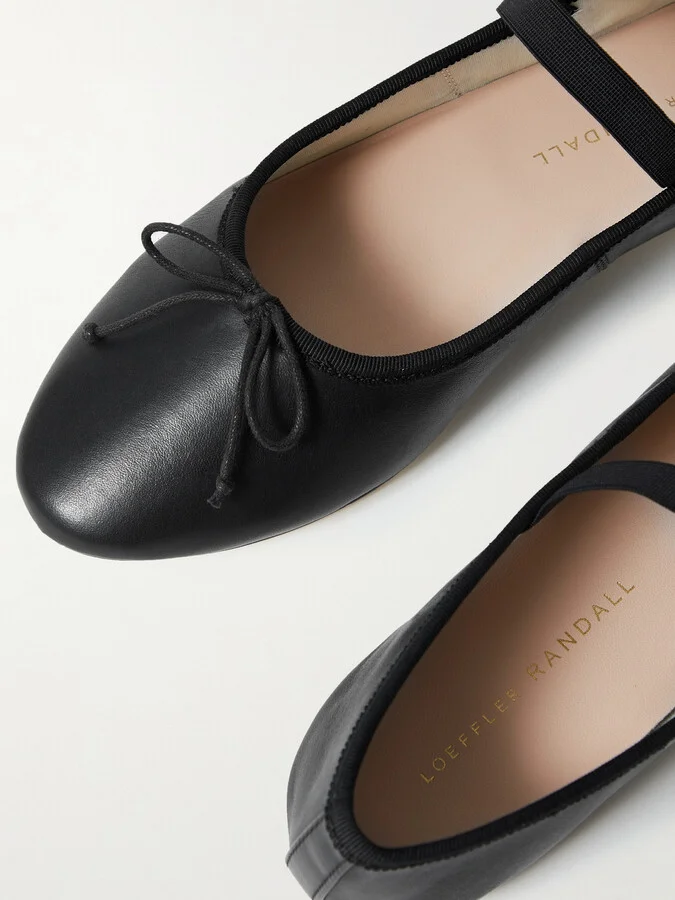 Loeffler Randall - Leonie Bow-embellished Leather Flats - Black - Image 4