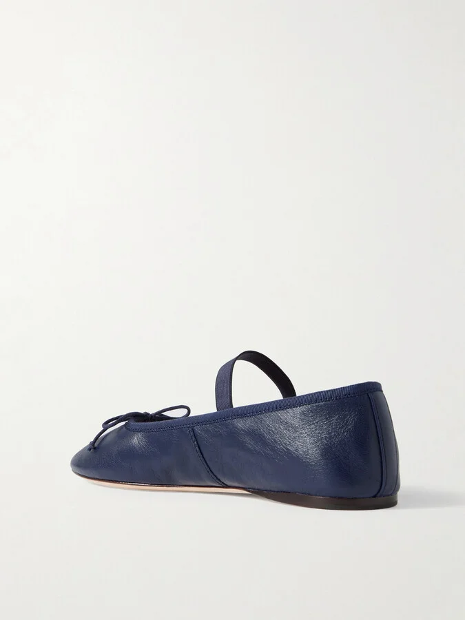 Loeffler Randall - Leonie Bow-embellished Leather Flats - Blue - Image 3
