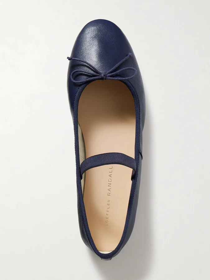 Loeffler Randall - Leonie Bow-embellished Leather Flats - Blue - Image 5