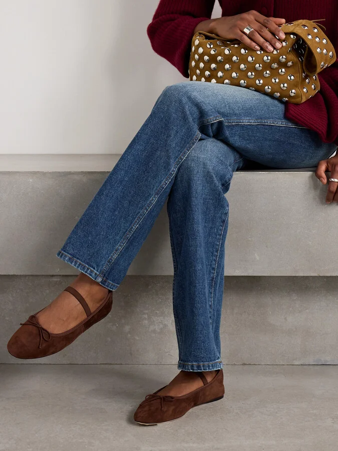 Loeffler Randall - Leonie Bow-embellished Suede Ballet Flats - Brown - Image 2