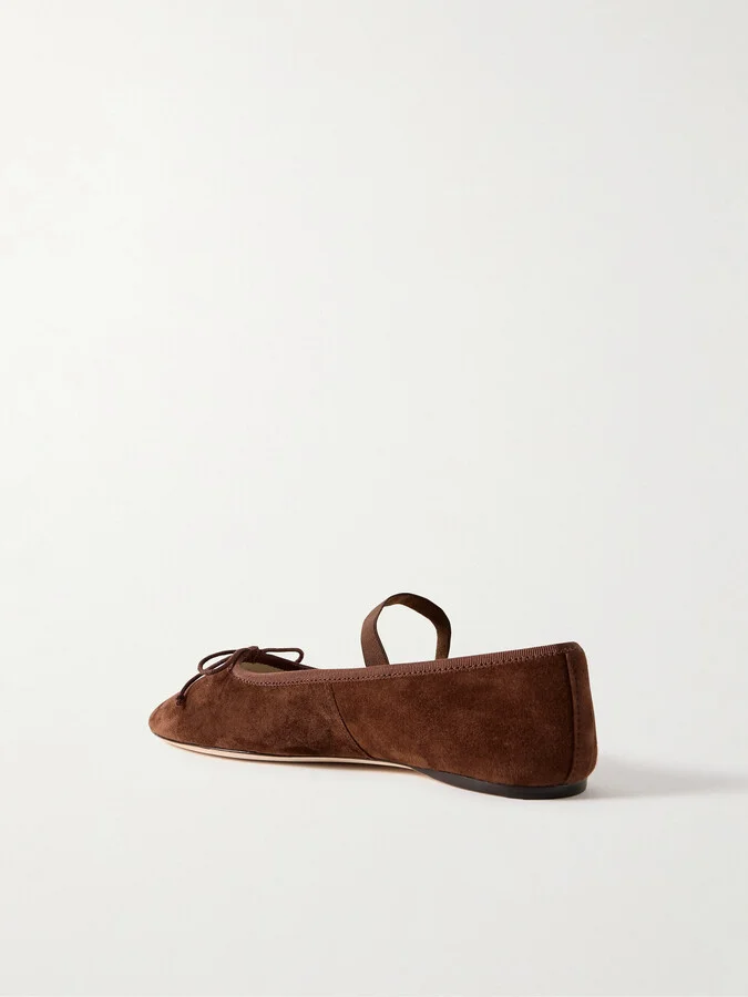 Loeffler Randall - Leonie Bow-embellished Suede Ballet Flats - Brown - Image 3