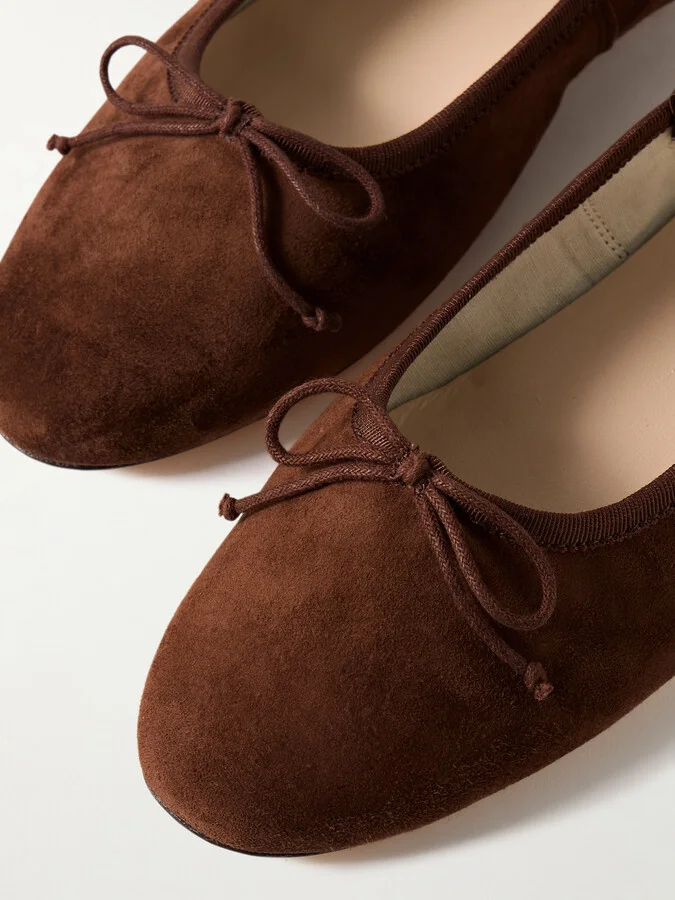 Loeffler Randall - Leonie Bow-embellished Suede Ballet Flats - Brown - Image 4