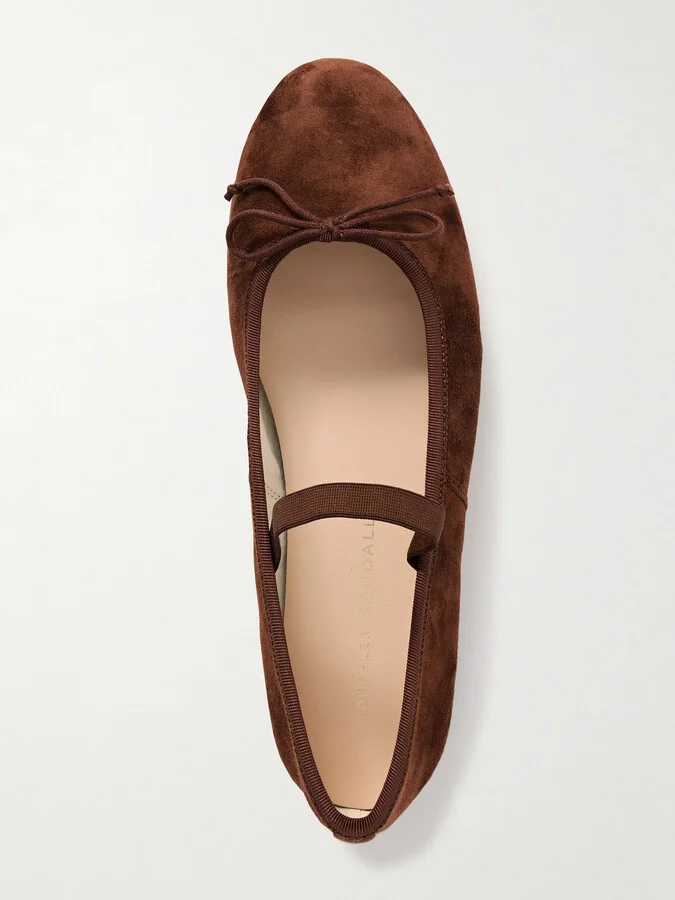 Loeffler Randall - Leonie Bow-embellished Suede Ballet Flats - Brown - Image 5