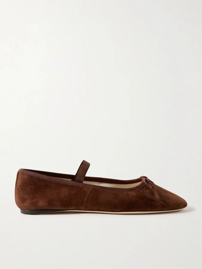 Loeffler Randall - Leonie Bow-embellished Suede Ballet Flats - Brown