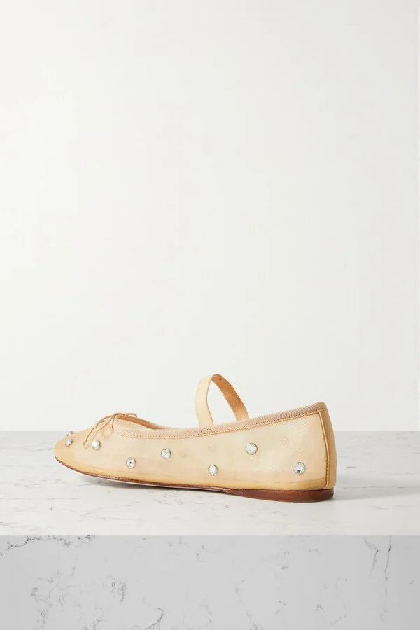 Loeffler Randall - Leonie Crystal-embellished Mesh Ballet Flats - Brown - Image 3