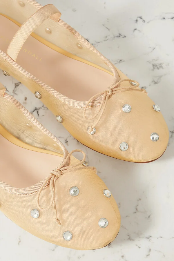 Loeffler Randall - Leonie Crystal-embellished Mesh Ballet Flats - Brown - Image 4