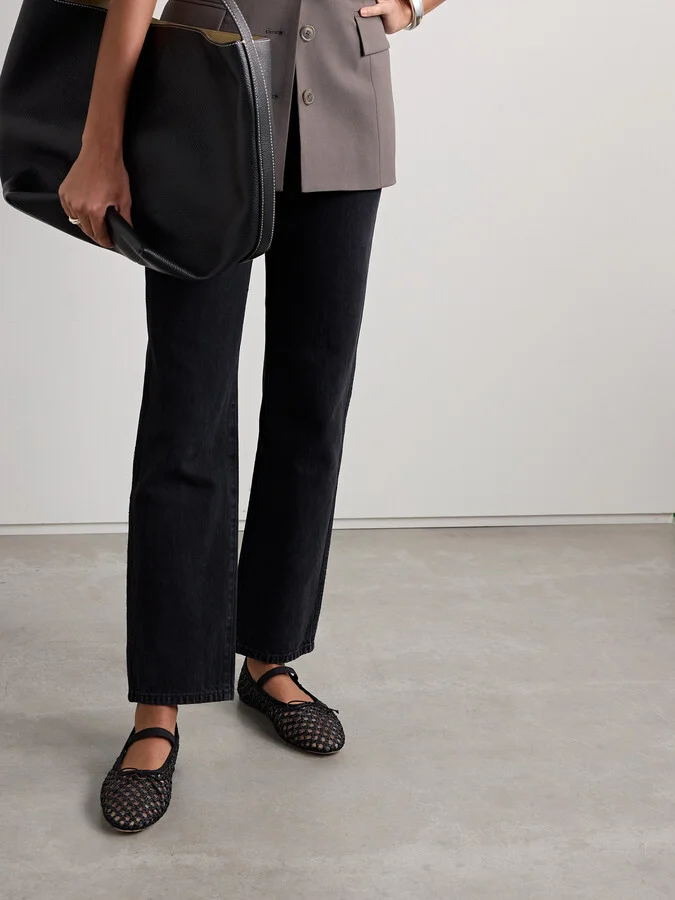 Loeffler Randall - Leonie Grosgrain-trimmed Raffia Mary Jane Ballet Flats - Black - Image 2