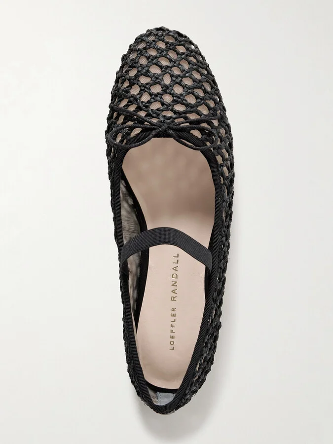 Loeffler Randall - Leonie Grosgrain-trimmed Raffia Mary Jane Ballet Flats - Black - Image 5