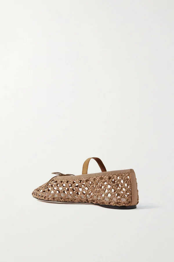 Loeffler Randall - Leonie Grosgrain-trimmed Raffia Mary Jane Ballet Flats - Brown - Image 3